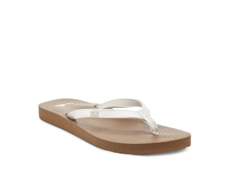 Sanuk Womens Yoga Joy White / Brown Sandals | XWESHK853